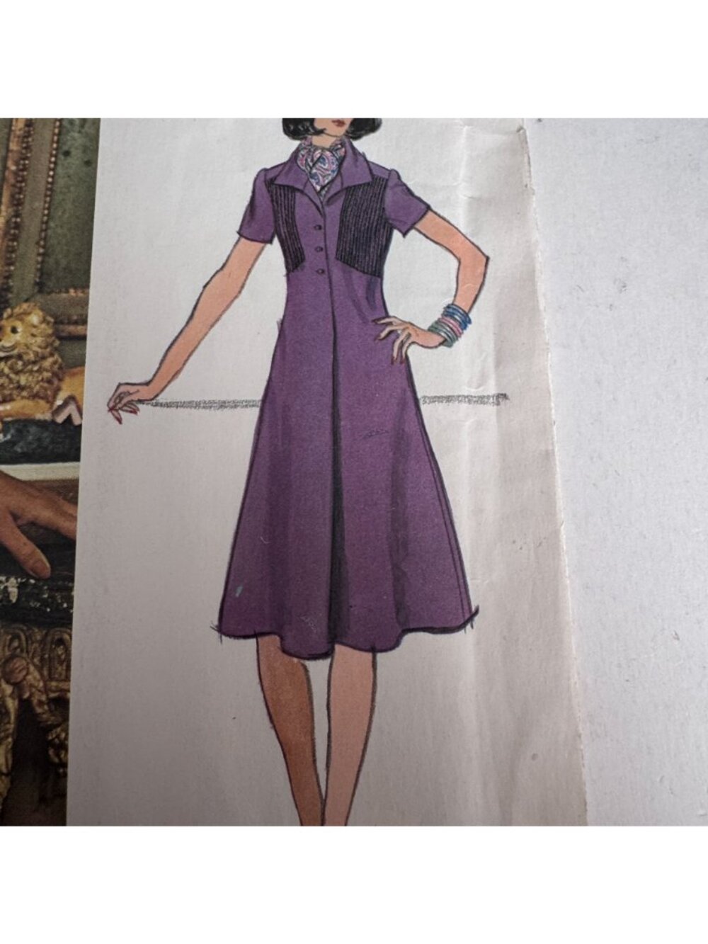 Vogue Americana Sewing Pattern 1186 Teal Traina Coat Dress 1970s A-Line Size 10 - Picture 2 of 11